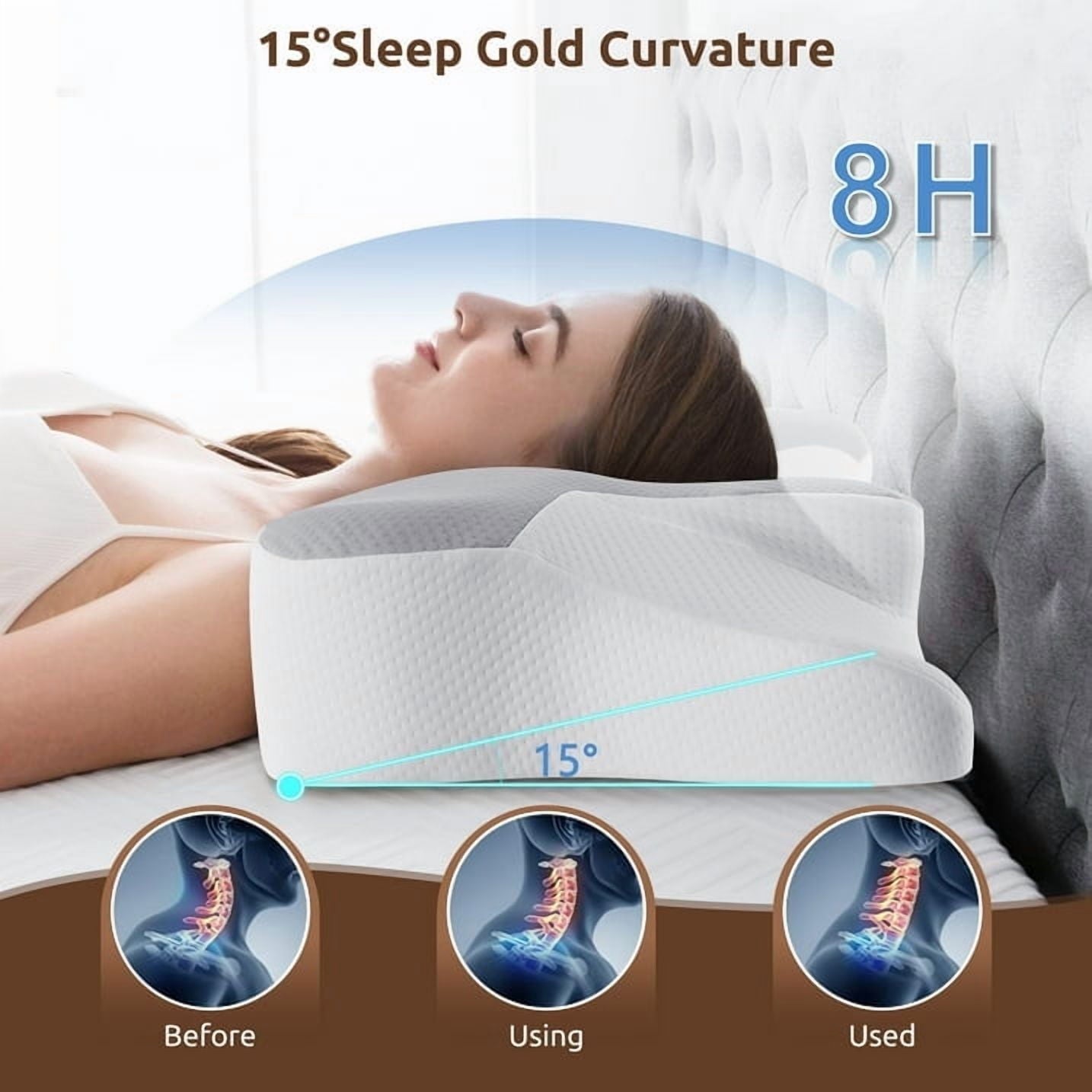 Decorative Plump Cervical Pillow for Sleeping Memory Foam Neck Pain Relief Contour Orthopedic Ergonomic Pillows for Women Side Sleeper... - Hotel Quality Plush Sleeping Pillows Detail