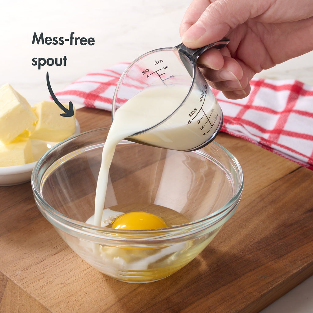 Innovative 1/4C Plastic Mini Measuring Cup, Black/Transparent - Premium Stainless Steel Garlic Presser & Peeler Detail