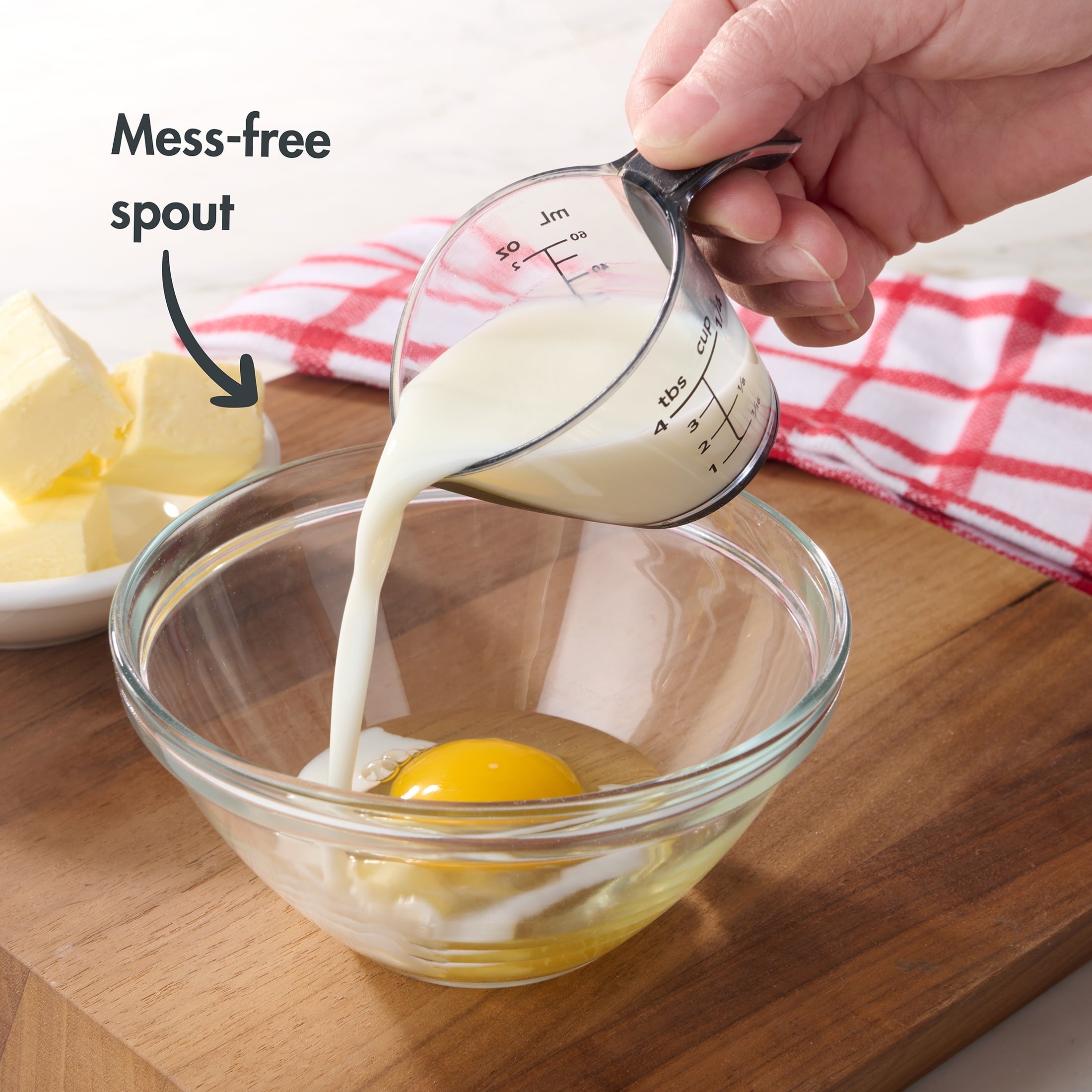 Innovative 1/4C Plastic Mini Measuring Cup, Black/Transparent - Premium Stainless Steel Garlic Presser & Peeler Detail
