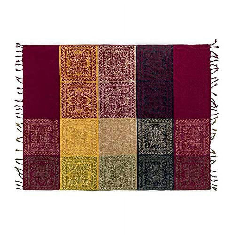 Decorative Knitted 75x60 Inch Machine Wash Boho Tribal Throws Blankets Colorful Bohemian Hippie Chenille Throw Covers Couch Furniture So... - Super Soft Reversible Sherpa Flannel Blanket Detail