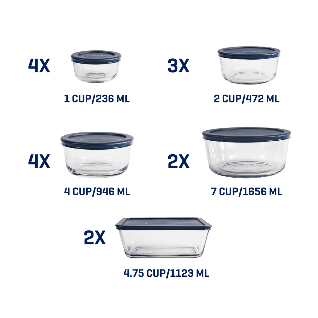 Sweet Treat Shaped Glass Food Storage Containers with SnugFit Lids, 30 Piece Set - Playful Star & Heart Shaped Geometric NeeDoh Detail