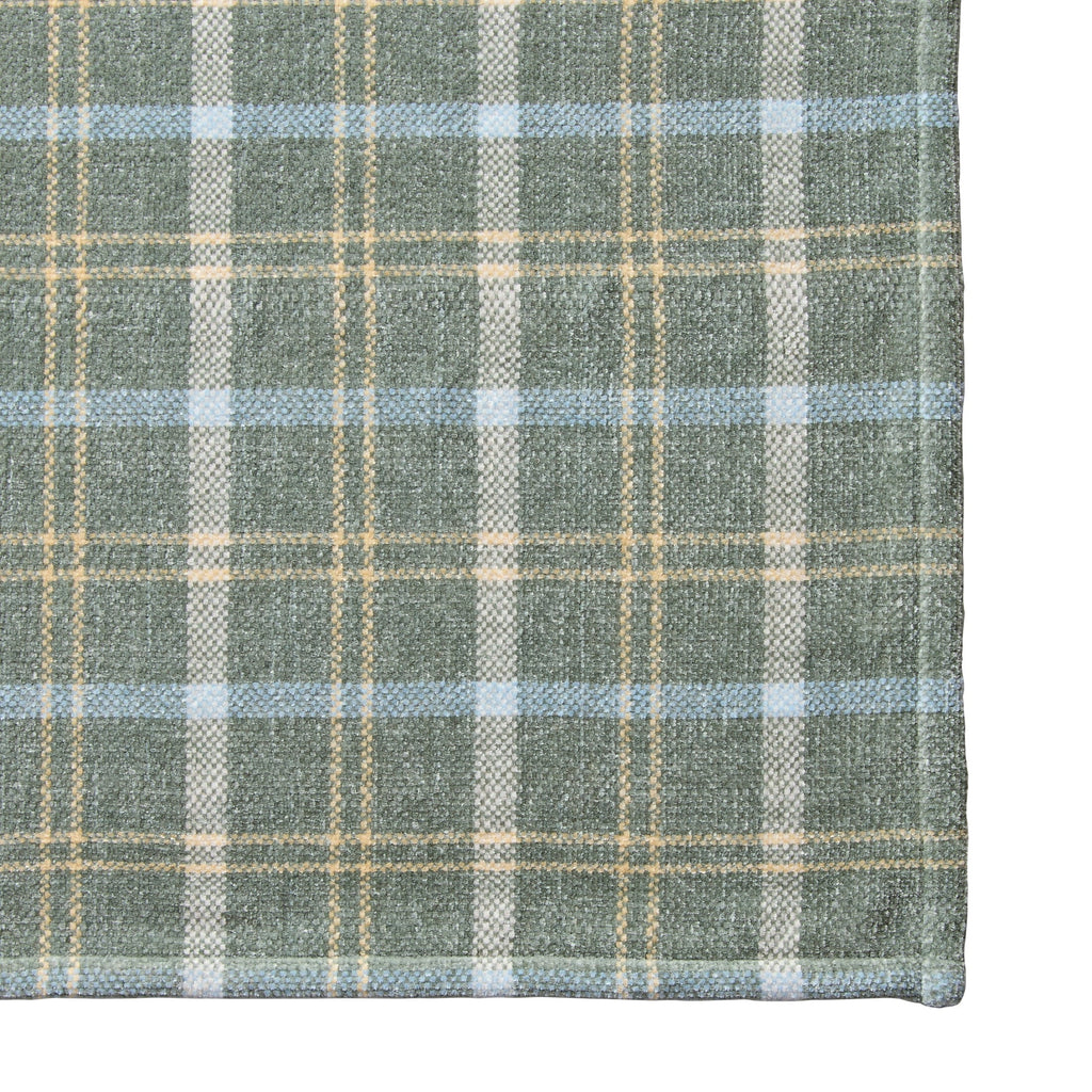 Cozy Fleece Woven Chenille Plaid Throw Blanket, Green River , 50x72 Inches - Lightweight Plush Warm Blanket for All Seasons Detail