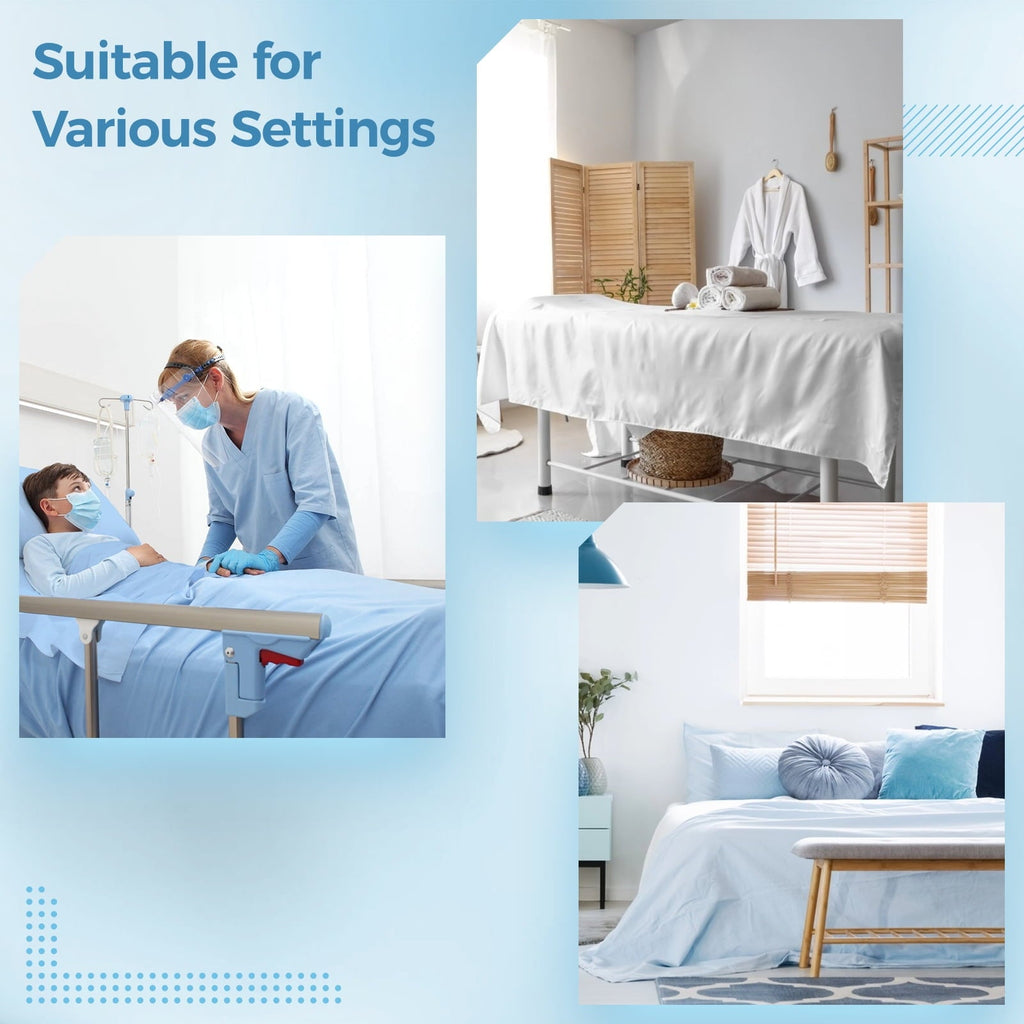 Wrinkle-Resistant 6 Pcs Hospital Bed Sheets Set, Includes 2 Fitted Sheet 84x36x14", 2 Flat Sheets 104x59", 2 Pillowcases 19x29", Soft B... - Luxury Bed Sheet Set with Deep Pockets Detail