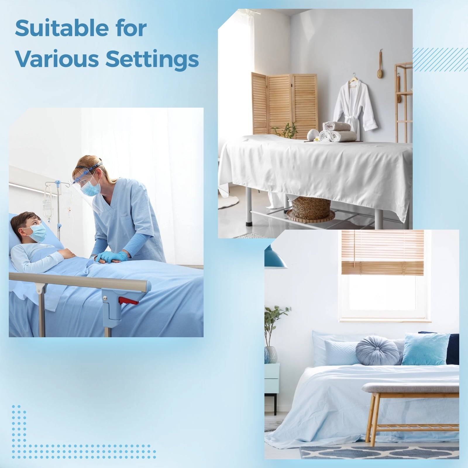 Wrinkle-Resistant 6 Pcs Hospital Bed Sheets Set, Includes 2 Fitted Sheet 84x36x14", 2 Flat Sheets 104x59", 2 Pillowcases 19x29", Soft B... - Luxury Bed Sheet Set with Deep Pockets Detail