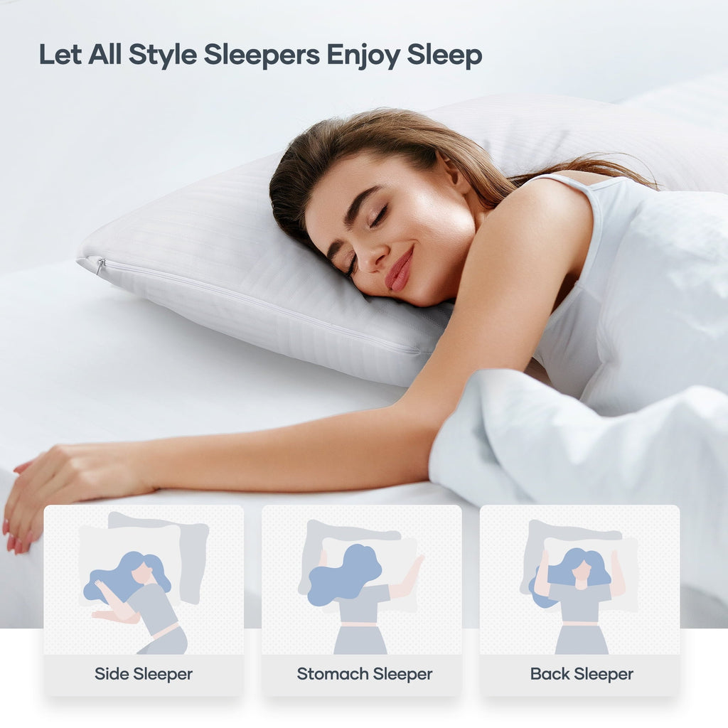 Fluffy Shredded Shredded Memory Foam Pillow 2 Pack Pillow for Bed, Side, Back and Stomach Sleepers, CertiPUR-US Certified 28"x20" - Decorative Throw Pillow Cushion for Sofa & Bed Detail