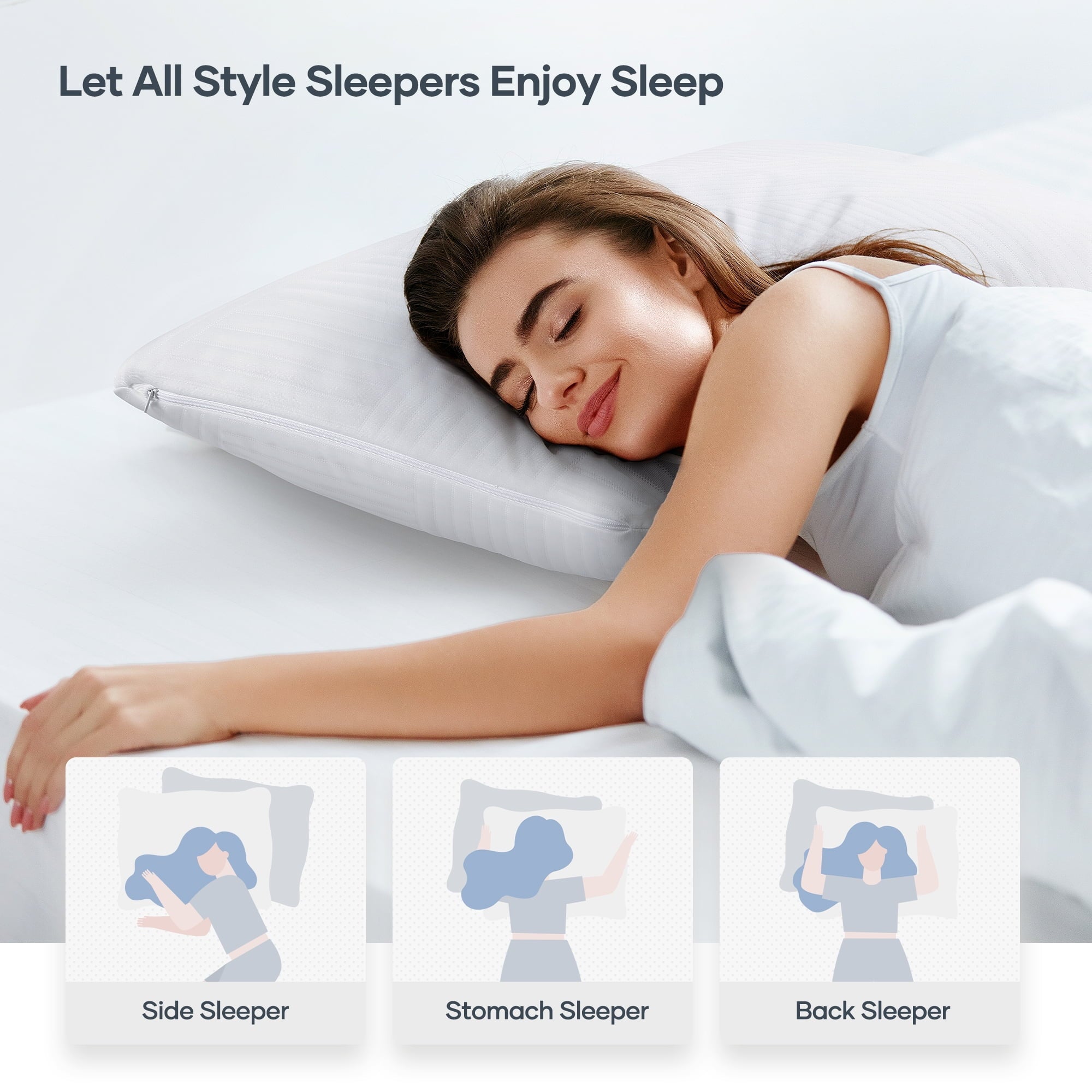 Fluffy Shredded Shredded Memory Foam Pillow 2 Pack Pillow for Bed, Side, Back and Stomach Sleepers, CertiPUR-US Certified 28"x20" - Decorative Throw Pillow Cushion for Sofa & Bed Detail