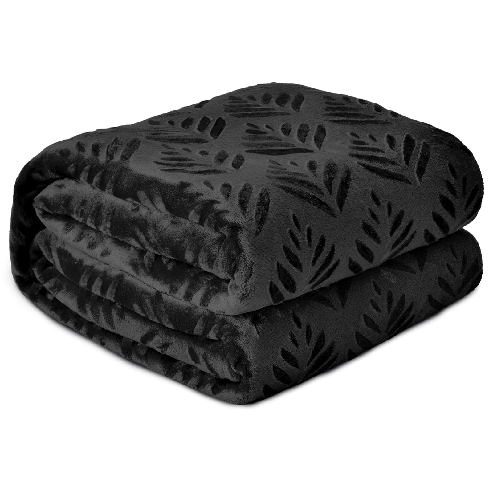 Cozy Fleece Fleece Throw Blanket for Couch, Leaves Pattern Super Soft and Cozy Blankets, Plush Fuzzy Lightweight, Black, 50"x60" - Lightweight Plush Warm Blanket for All Seasons Detail