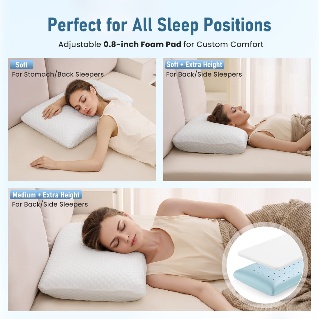Decorative Plump Memory Foam Pillow for Bed, Cooling Pillow with Extra Height Pad, Supportive Bed Pillow for Side, Back & Hot Sleepers... - Hotel Quality Plush Sleeping Pillows Detail