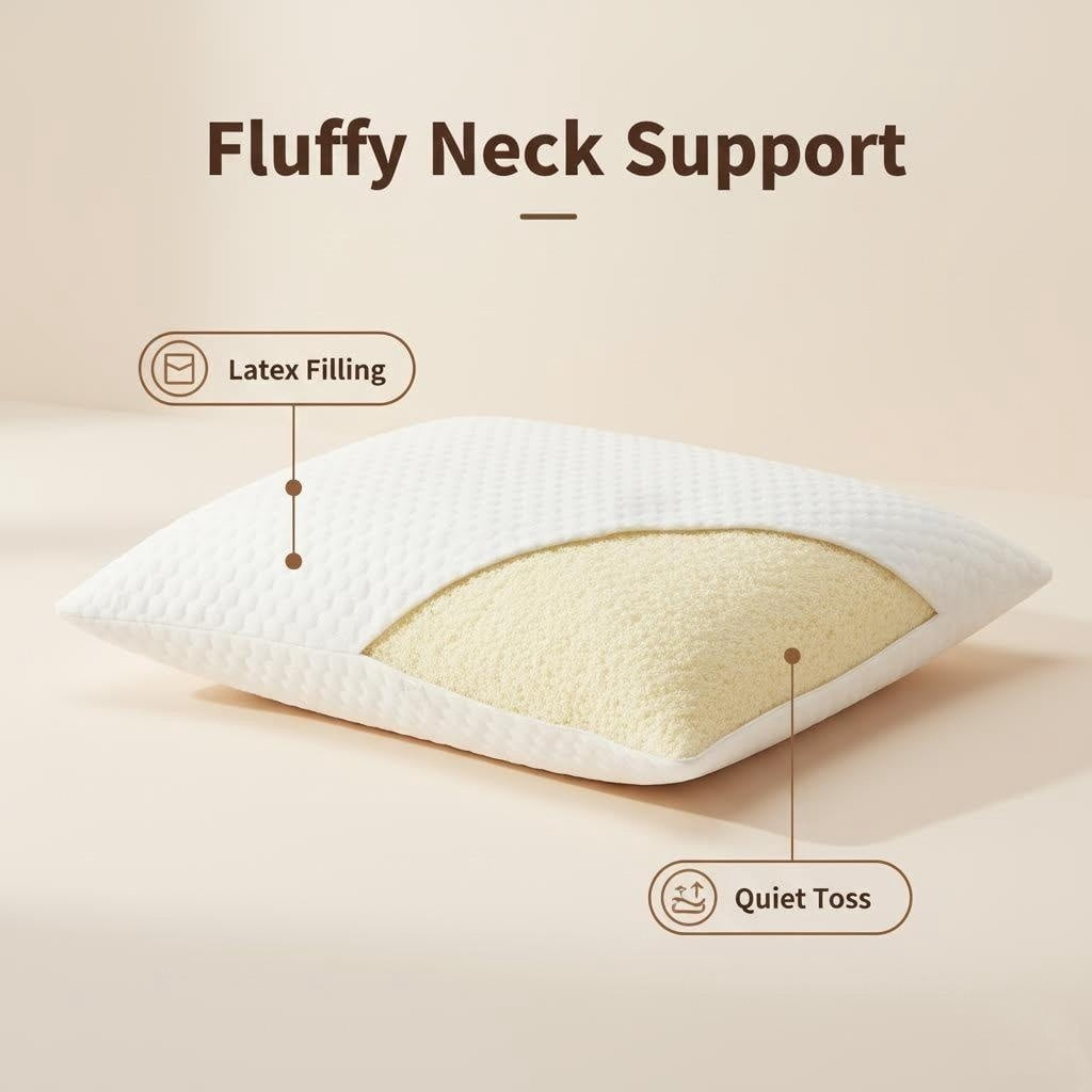Hotel Collection Queen Size Latex Pillow (2 Pack) Shredded Natural Latex Cooling Bed Pillows for Side & Back Sleepers, Medium Firm Sup... - Hotel Quality Plush Sleeping Pillows Detail
