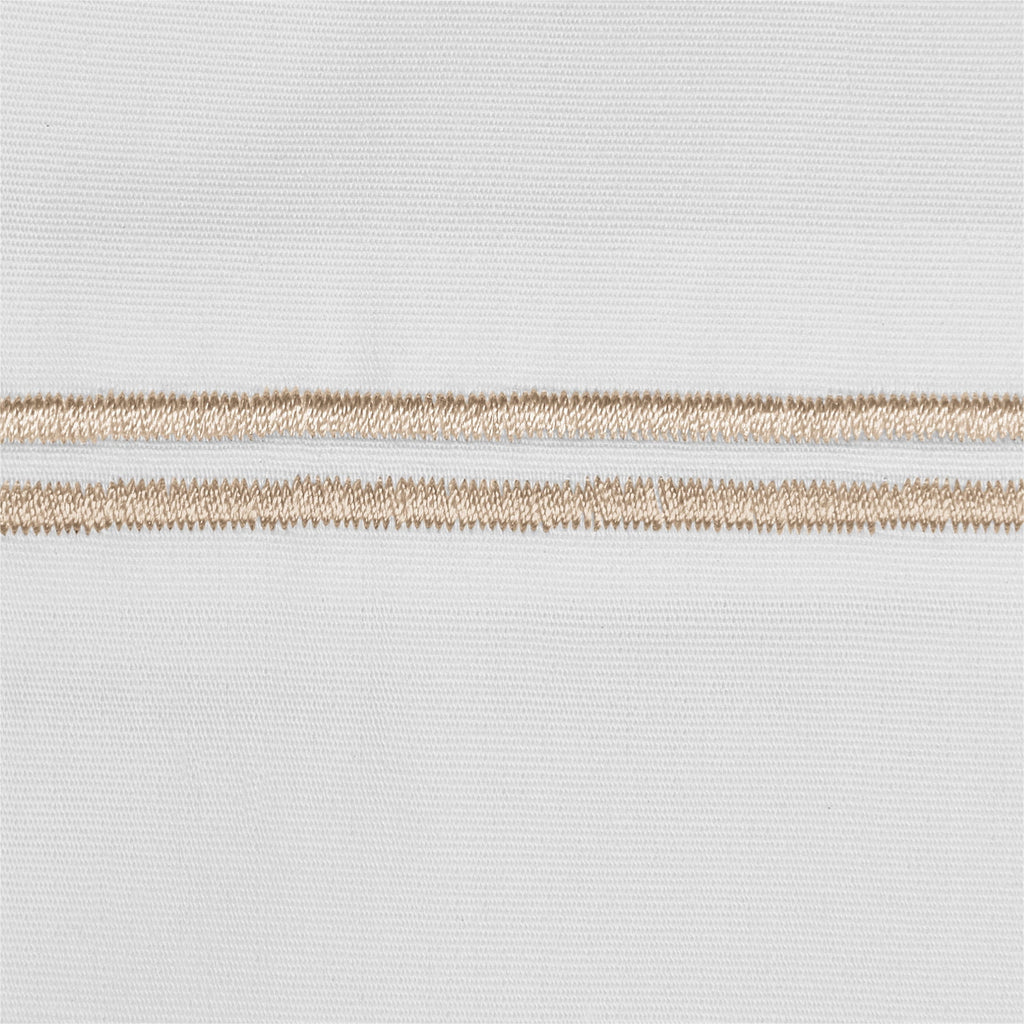 Wrinkle-Resistant 4-Piece 300 Thread Count White Pima Cotton Bed Sheet Set with Tan Hem, Full , Adult/Teen - Cooling Hotel Quality Bedding Sheets and Pillowcases Detail