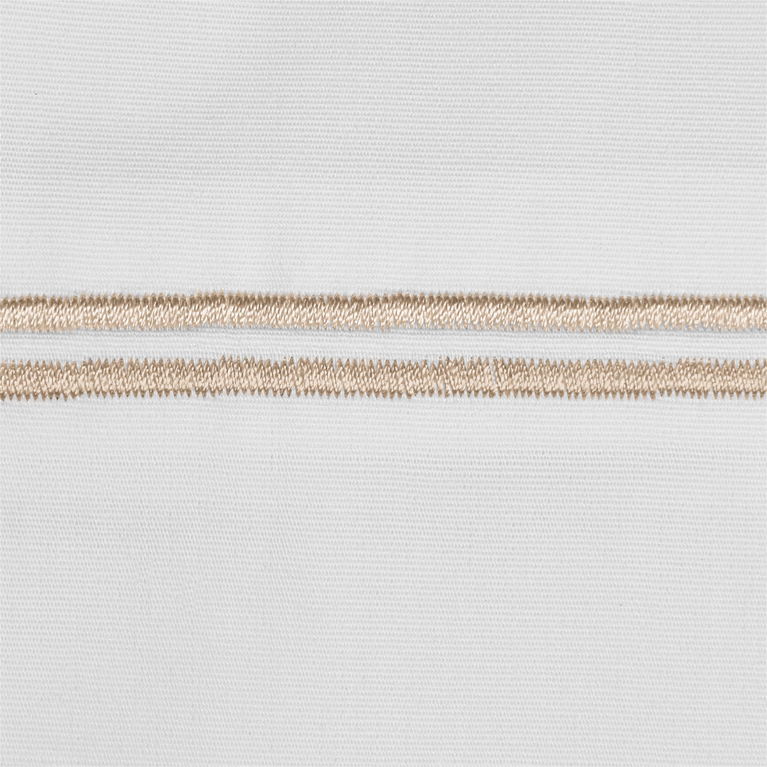 Wrinkle-Resistant 4-Piece 300 Thread Count White Pima Cotton Bed Sheet Set with Tan Hem, Full , Adult/Teen - Cooling Hotel Quality Bedding Sheets and Pillowcases Detail