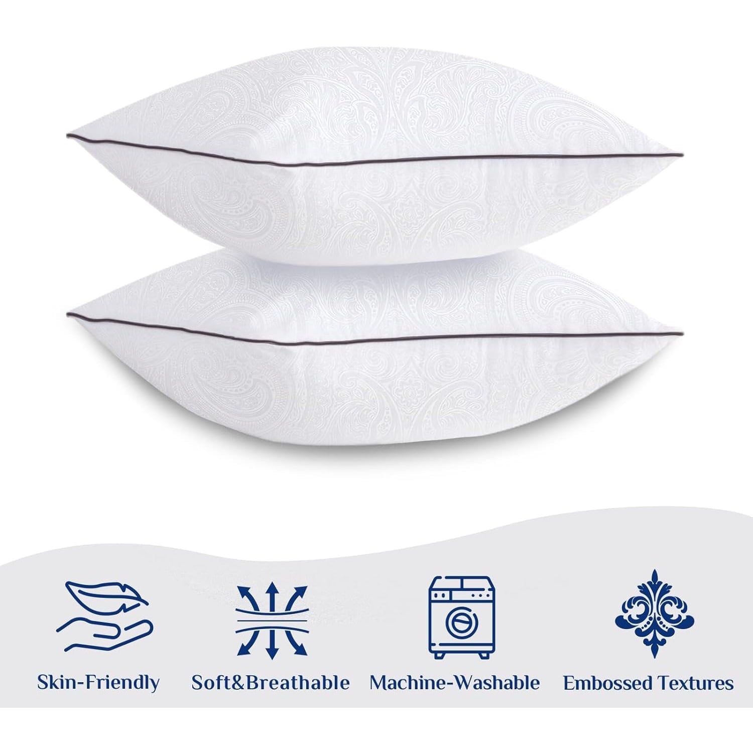 Orthopedic Support for Sleeping, Soft and Supportive Throw for Couch, Bed and Sofa, Down Alternative Pillow, 26x26 Inches - Ergonomic Memory Foam Pillow for Neck Pain Support Detail