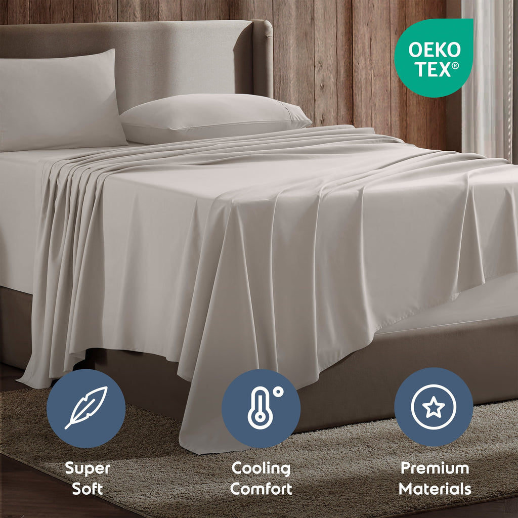 Wrinkle-Resistant Extra Deep Pocket Full Sheets Set, 4 Piece, Fits 18"-24" Mattress, Breathable & Extra Soft Bed Sheets, Linen - Cooling Hotel Quality Bedding Sheets and Pillowcases Detail