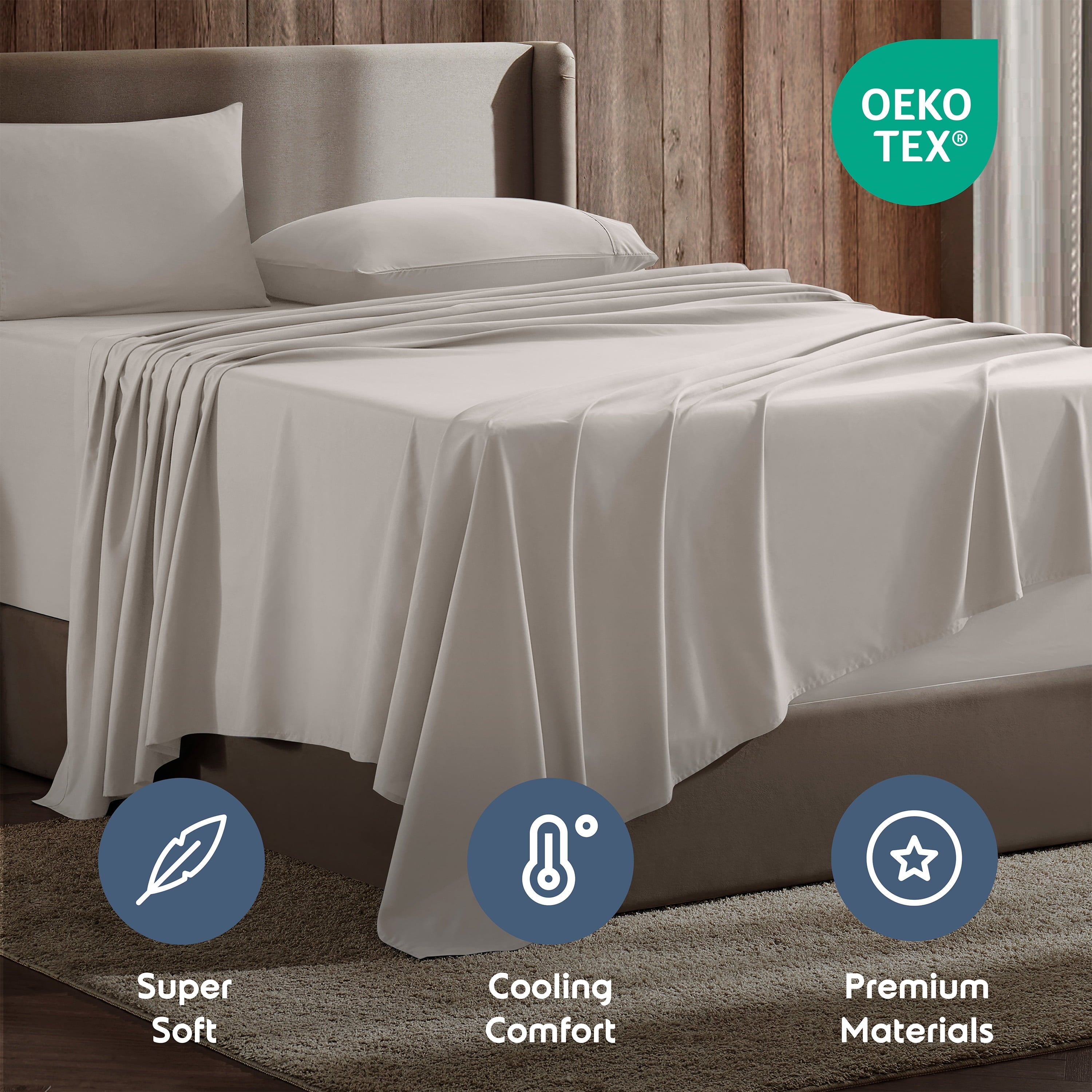 Wrinkle-Resistant Extra Deep Pocket Full Sheets Set, 4 Piece, Fits 18"-24" Mattress, Breathable & Extra Soft Bed Sheets, Linen - Cooling Hotel Quality Bedding Sheets and Pillowcases Detail