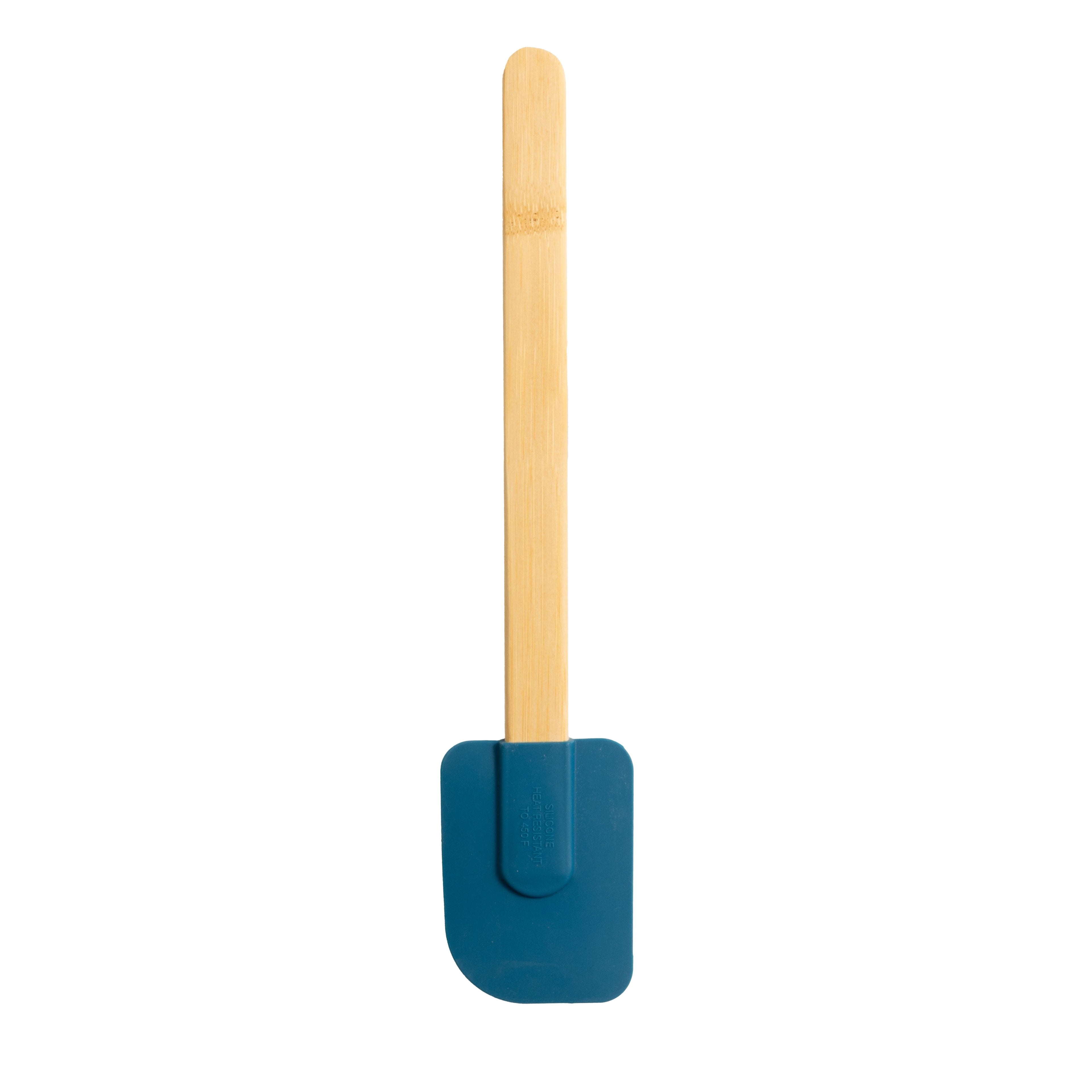 Professional Grade Silicone Spatulas Set 4 with Bamboo Handles, Blue - Multi-Purpose Hand Tool for Daily Meal Prep Detail