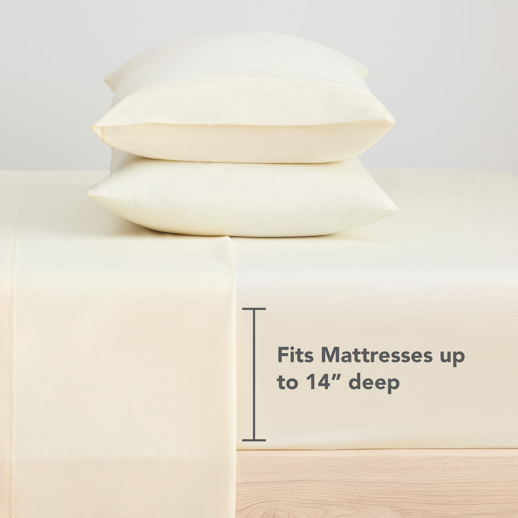 Cooling Sateen Brushed Microfiber Fitted Sheets - Bedding Essentials - Full - (6 Pack) Ivory - Luxury Bed Sheet Set with Deep Pockets Detail