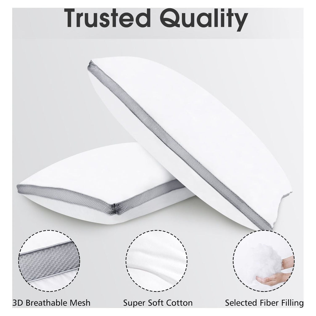 Fluffy Shredded 2 Pack Cotton Down Alternative Pillows,Queen Size Bed Pillows Gusseted Hypoallergenic - Hotel Quality Plush Sleeping Pillows Detail