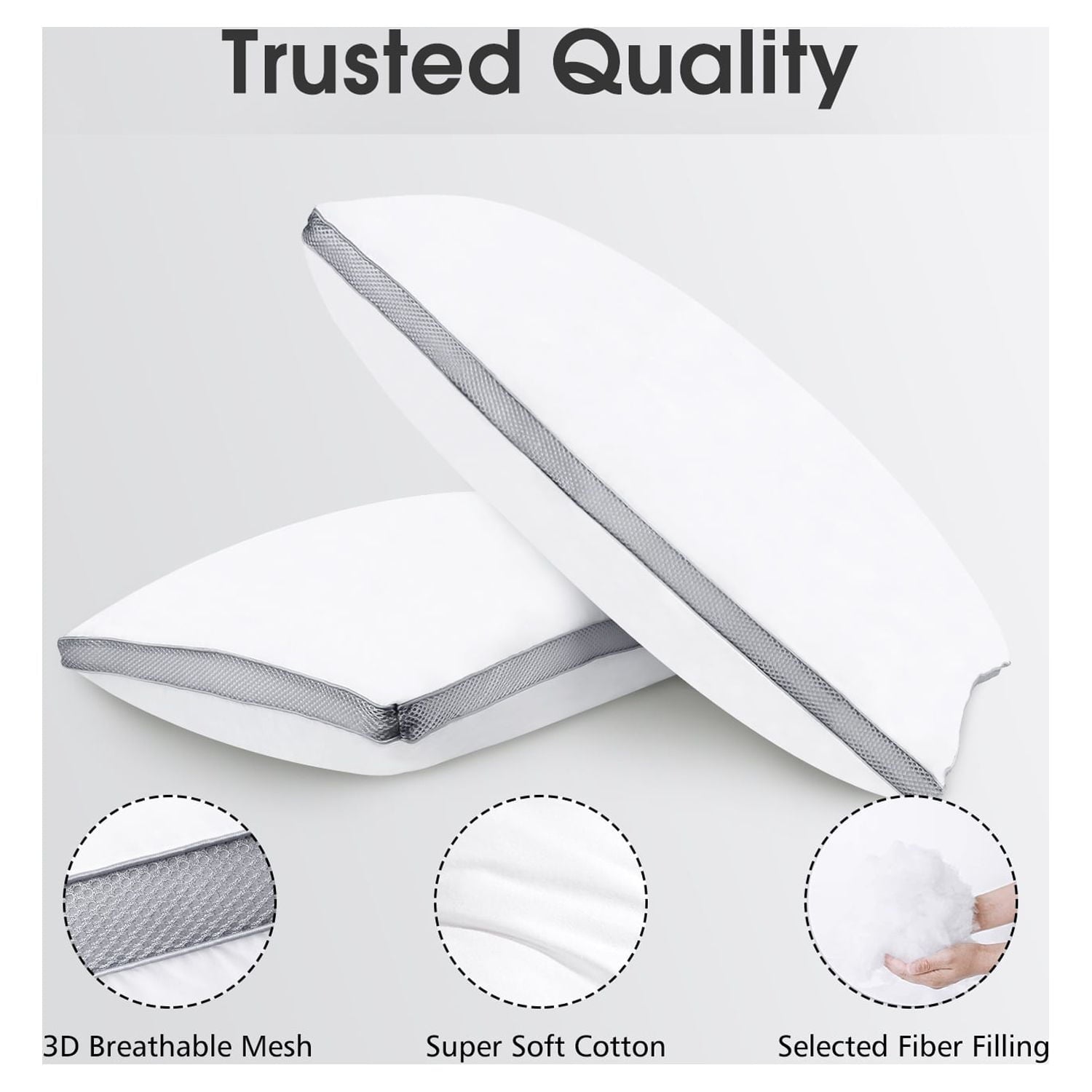 Fluffy Shredded 2 Pack Cotton Down Alternative Pillows,Queen Size Bed Pillows Gusseted Hypoallergenic - Hotel Quality Plush Sleeping Pillows Detail