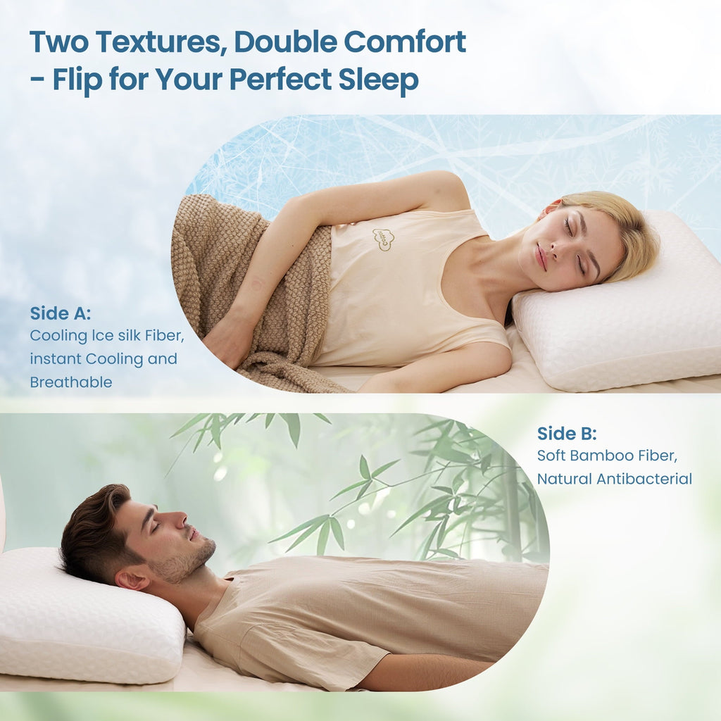 Orthopedic Support Gel Memory Foam Pillow for Bed, Adjustable Height Bed Pillow with 0.8" Removable Insert, Ergonomic Neck Support for S... - Hotel Quality Plush Sleeping Pillows Detail