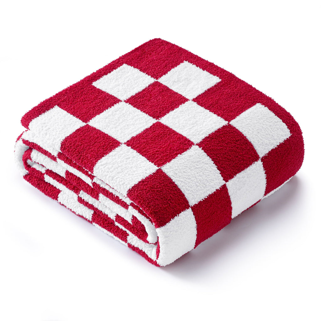 Lightweight Warm Checkered Knit Throw Blanket, Ultra Soft Cozy Fluffy Checkerboard Blankets, Lightweight Fuzzy Plush Throw for Couch a... - Lightweight Plush Warm Blanket for All Seasons Detail