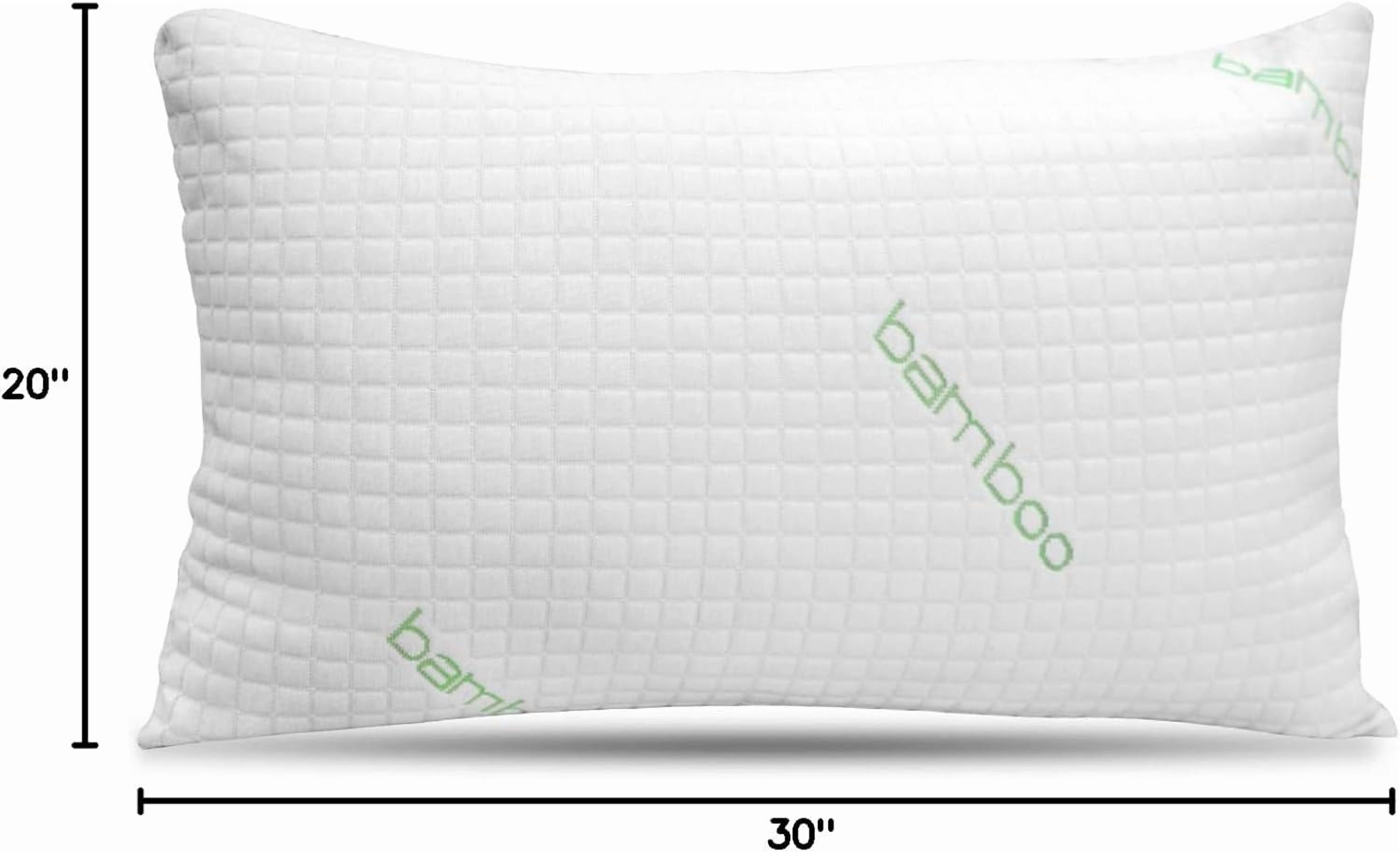 Ergonomic Memory Foam Queen Size Bamboo Pillow, Memory Foam Bed Pillows with Washable Pillowcases, Queen - Hotel Quality Plush Sleeping Pillows Detail