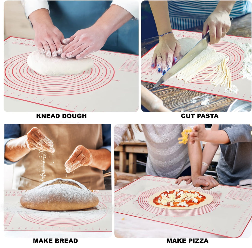 Premium Kitchen Reusable Silicone 24"x 18" Pastry Mat with Measurements - Premium Stainless Steel Garlic Presser & Peeler Detail