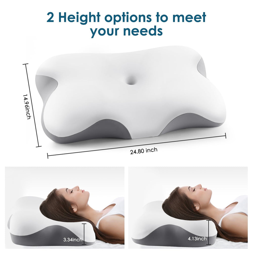 Orthopedic Support Memory Foam Bed Pillow for Pain Relief,Ergonomic Memory Foam Pillows for Sleeping for Side Back Stomach&Sleepers with... - Ergonomic Memory Foam Pillow for Neck Pain Support Detail