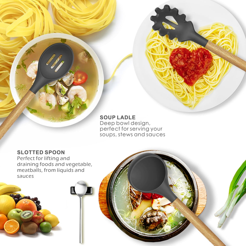 Heat-Resistant Silicone Cooking Utensils Set - 446°F Heat Resistant Silicone Kitchen Utensils for Cooking,Kitchen Utensil Spatula Se... - Heat-Resistant Silicone Cooking Spatula Turner Detail