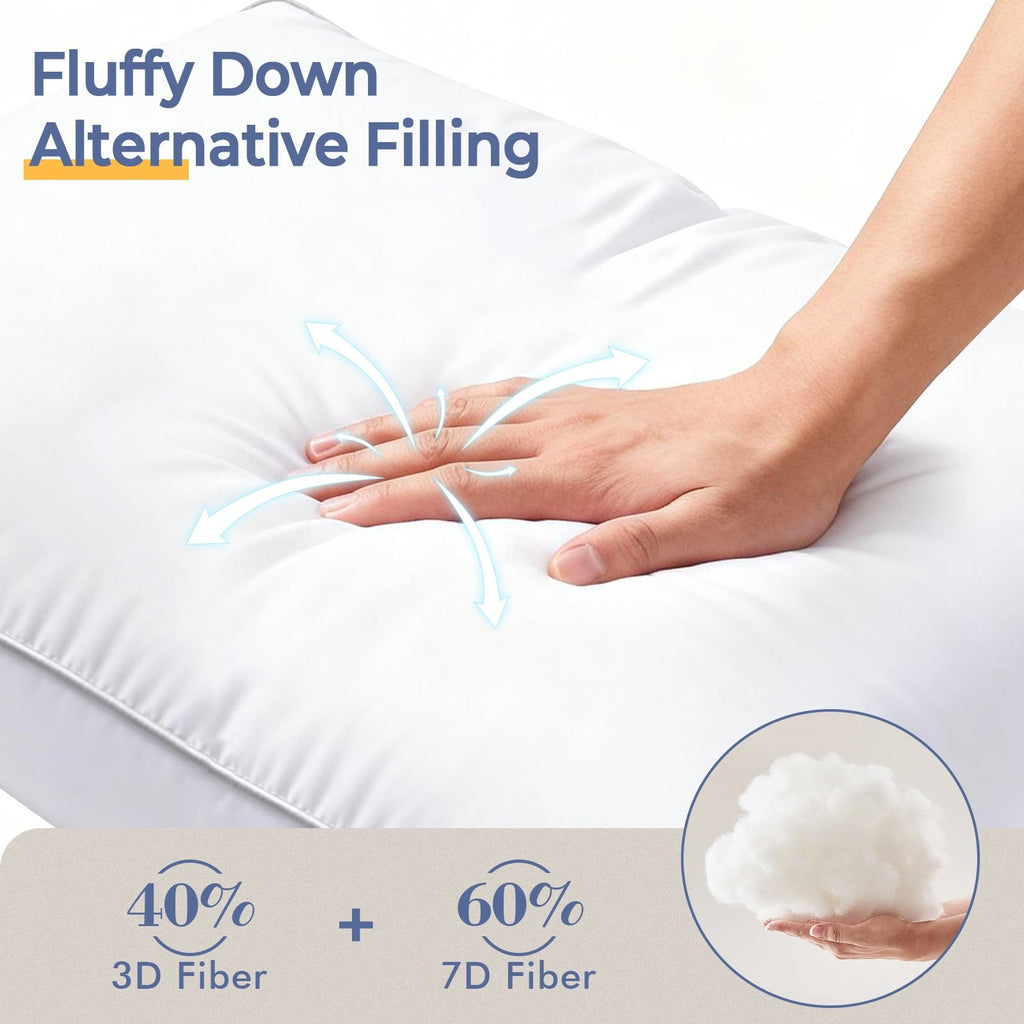 Orthopedic Support Pillows Queen Size Set of 2, Bed Pillows for Side and Back Sleepers, Soft Down Alternative Pillows, Hotel Quality and... - Ergonomic Memory Foam Pillow for Neck Pain Support Detail