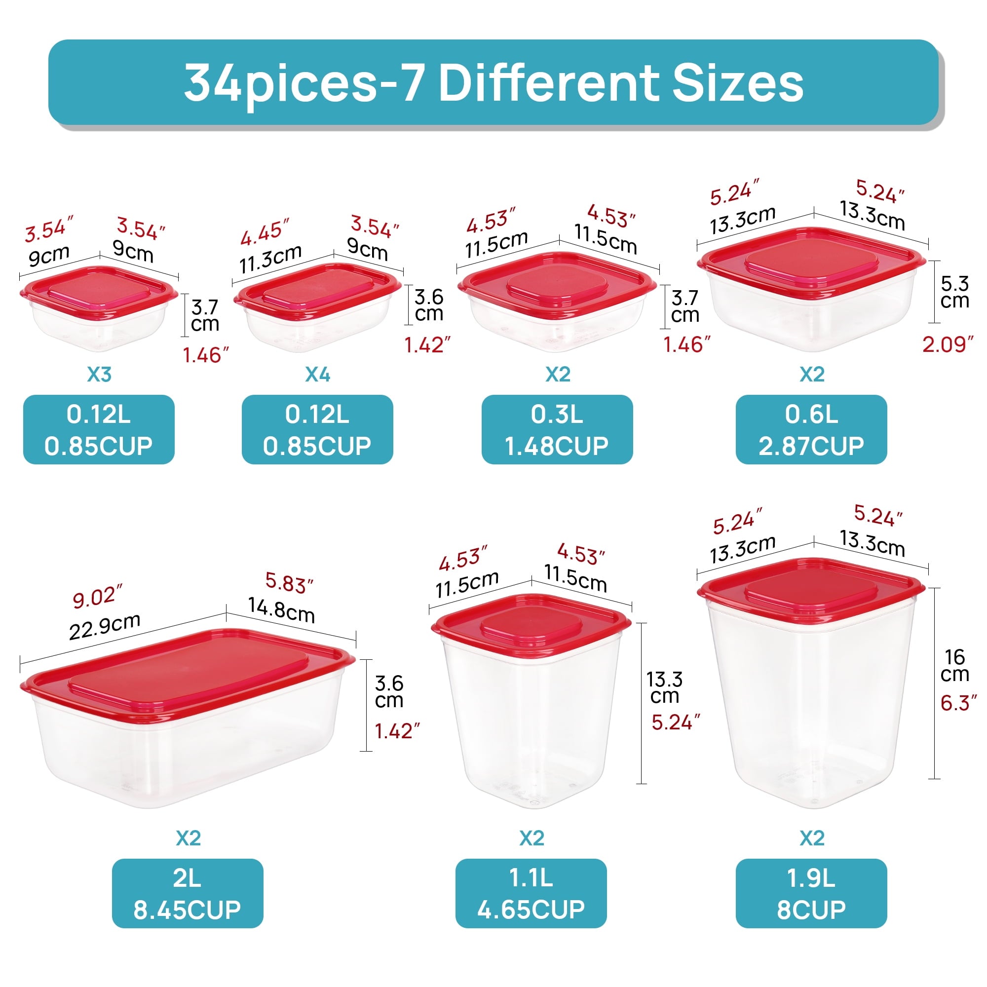 Sweet Treat Shaped 34 Pieces Meal Prep Containers, 7-Size ，Plastic Food Storage Containers with Lids for Lunch,Leftover - Deliciously Soft Cupcake Sensory Glob Detail