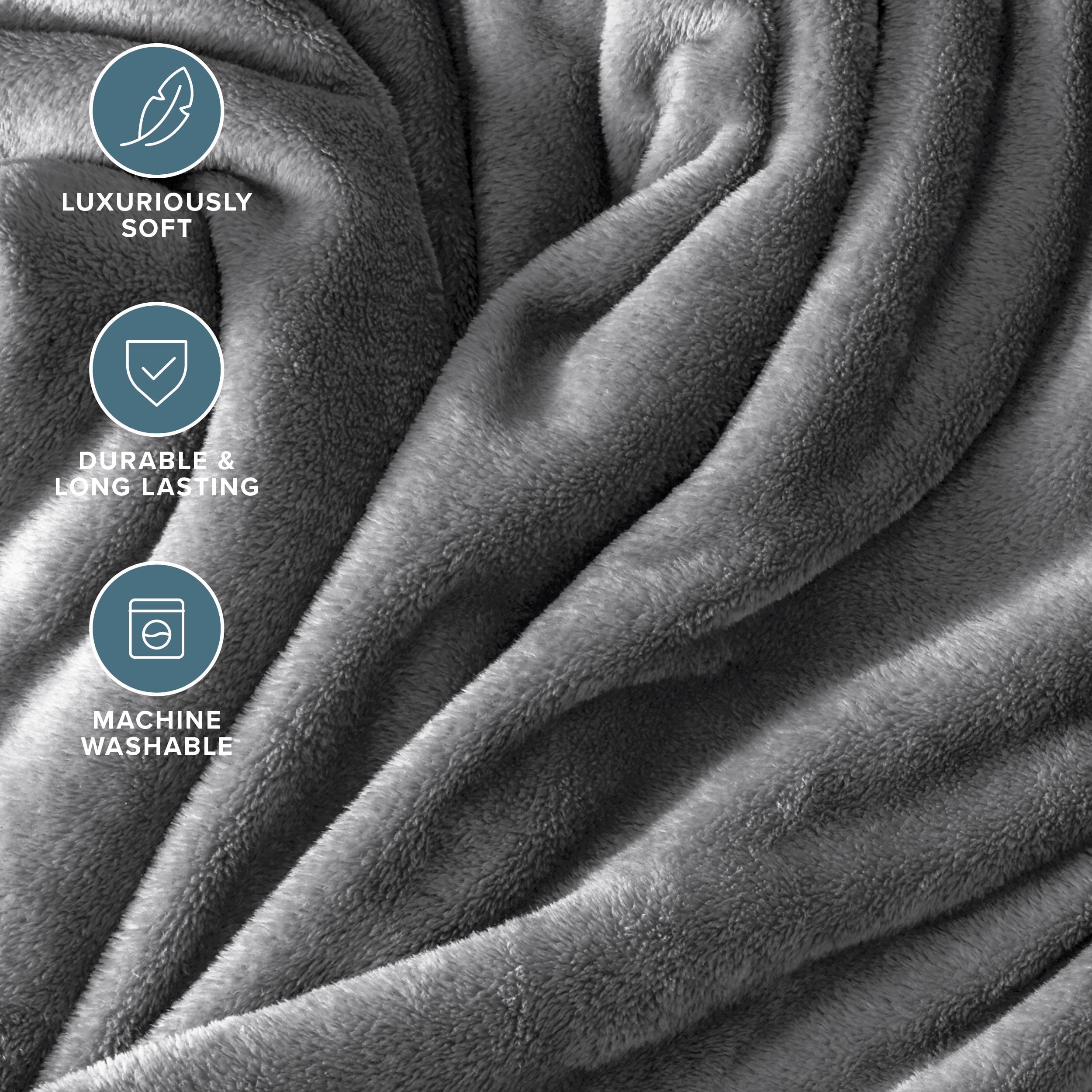 Super Soft Flannel Microplush Fleece Blanket - 300 GSM - Fuzzy Microfleece - Soft & Plush - Full/Queen, Gray - Luxury Knitted Decorative Throw Blanket with Fringes Detail