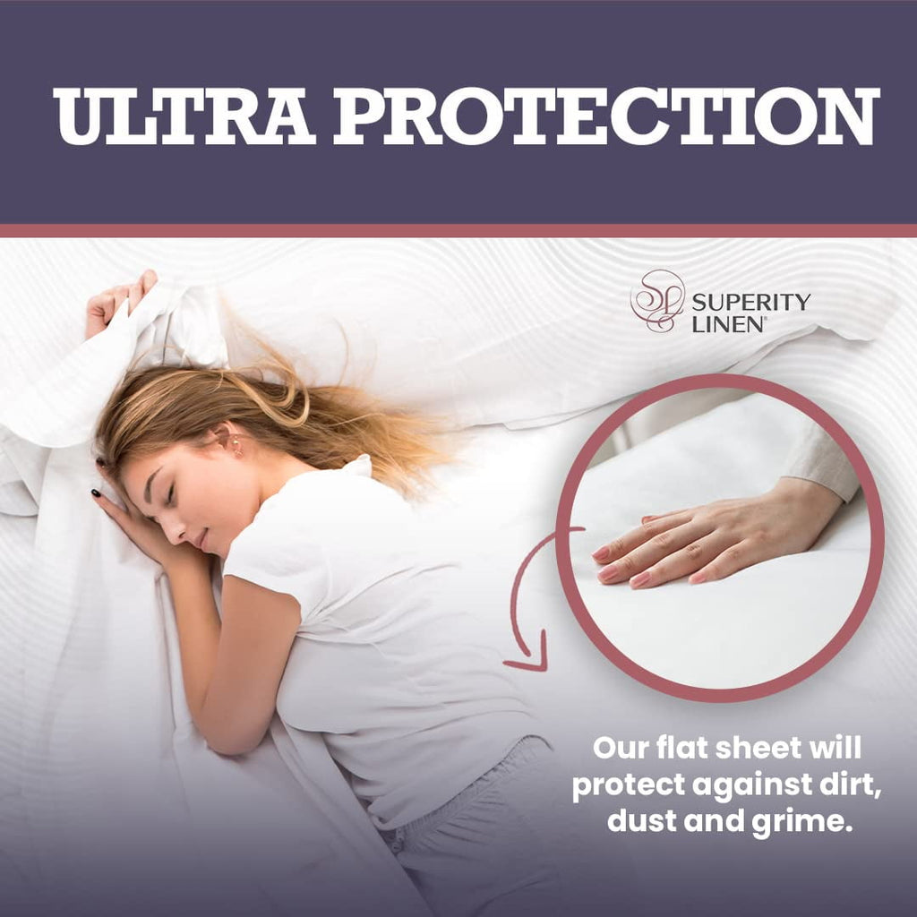 Wrinkle-Resistant Oversized King Size Flat Sheet for Bed - 100% Cotton - Durable and Comfortable with 200 Thread Count - Soft, Breathea... - Premium Ultra-Soft Pillowcase Pair for Sleeping Detail