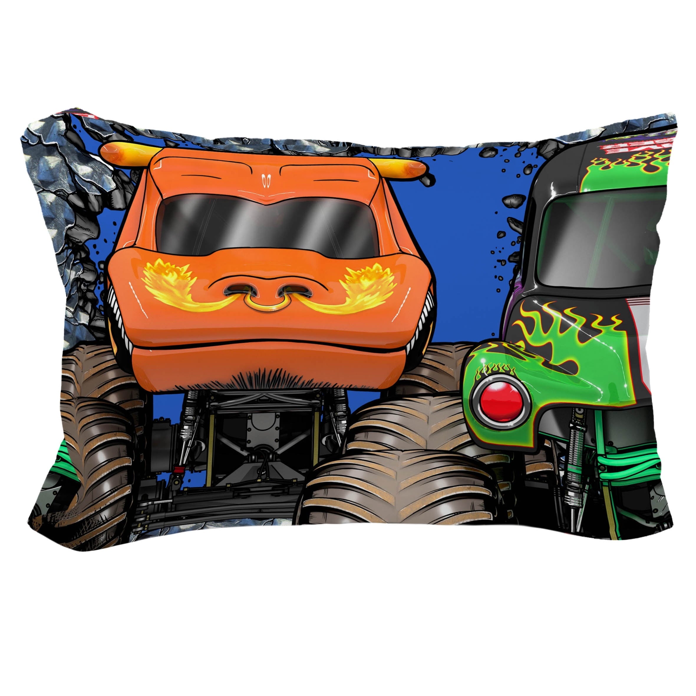 All-Season Monster Jam Smash & Mash Kids Multicolor 2 Piece Reversible Comforter and Pillowcase Bedding Set, Twin/Full - All-Season Down Alternative Comforter Insert Detail