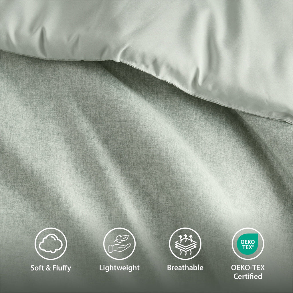 All-Season Full/Queen Comforter Sets, Reversible 3 Piece Extra Soft Bedding Set, Chambray Print Sage Green Comforter Bed Set wit... - Hypoallergenic Ultra-Fluffy Quilt for Winter Detail
