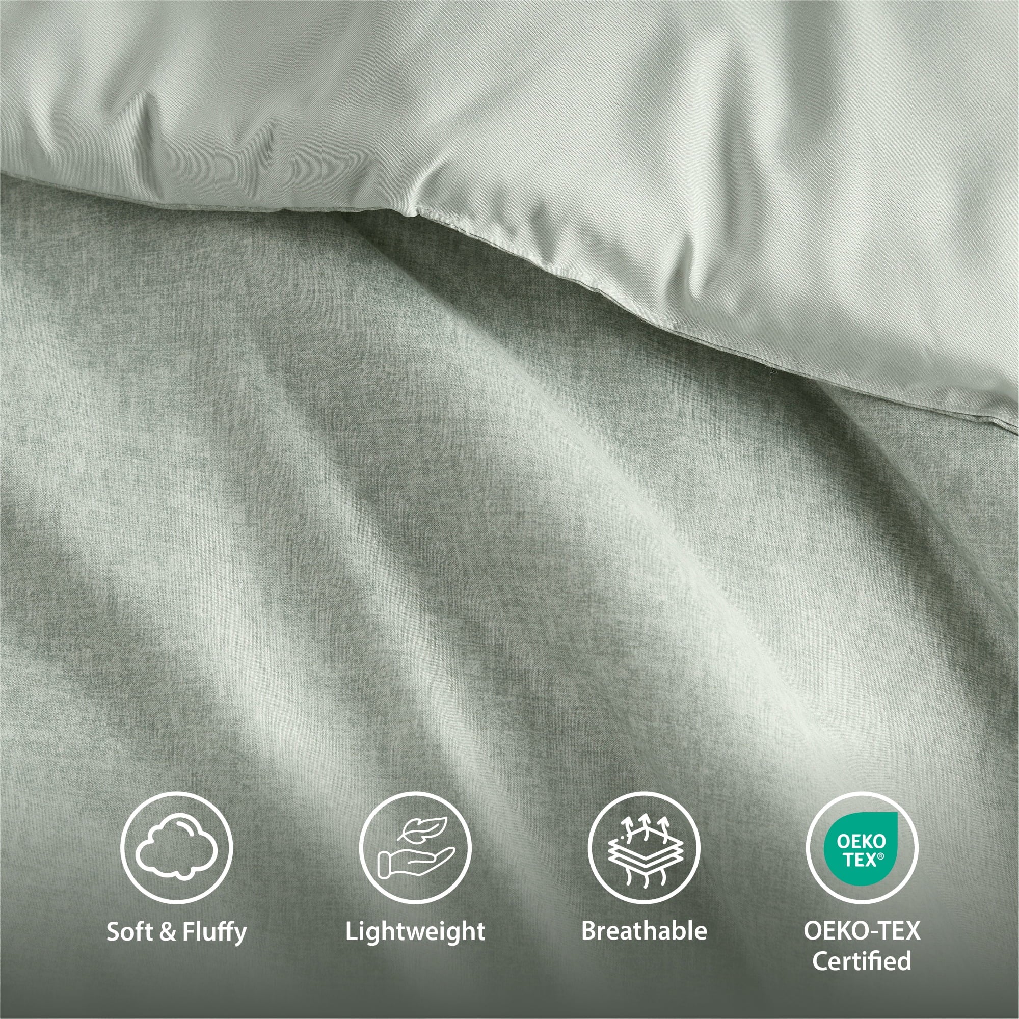 All-Season Full/Queen Comforter Sets, Reversible 3 Piece Extra Soft Bedding Set, Chambray Print Sage Green Comforter Bed Set wit... - Hypoallergenic Ultra-Fluffy Quilt for Winter Detail