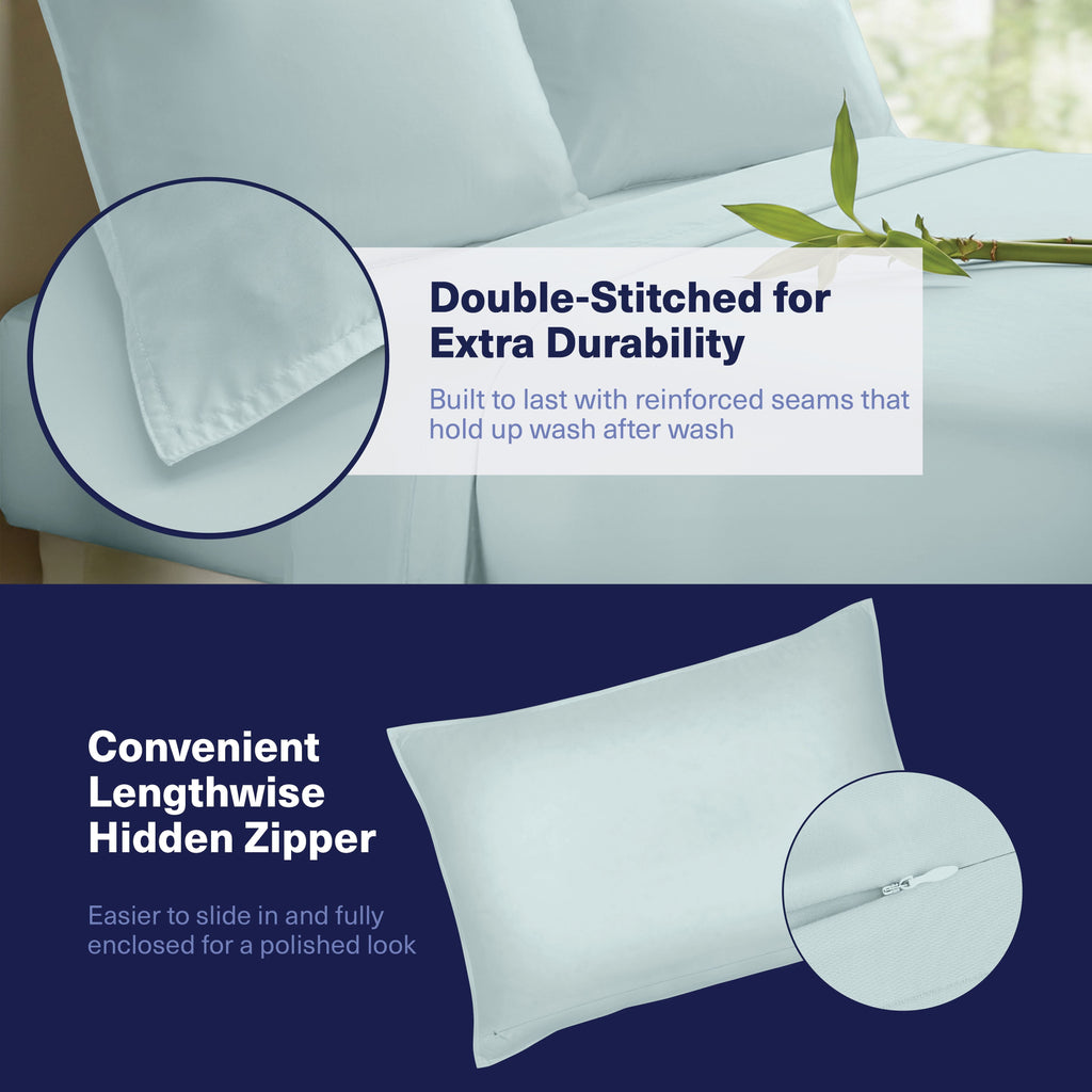 Premium Egyptian Cotton Kickoff Viscose Bamboo Sheets Twin Size 3-pc 100% Organic Bamboo Viscose Bed Cooling Sheets Twin Size Set Cool Beddin... - Cooling Hotel Quality Bedding Sheets and Pillowcases Detail