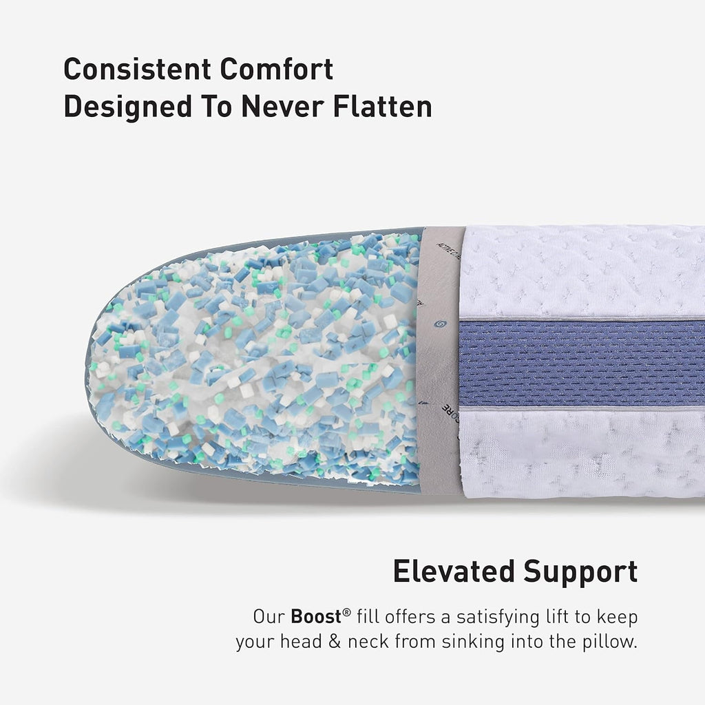 Ergonomic Memory Foam Performance Pillow – 2.0 - Moisture Wicking Bed Pillow for All Sleep Positions - Medium Firmness Bed Pillow -... - Orthopedic Shredded Foam Bed Pillow Set Detail