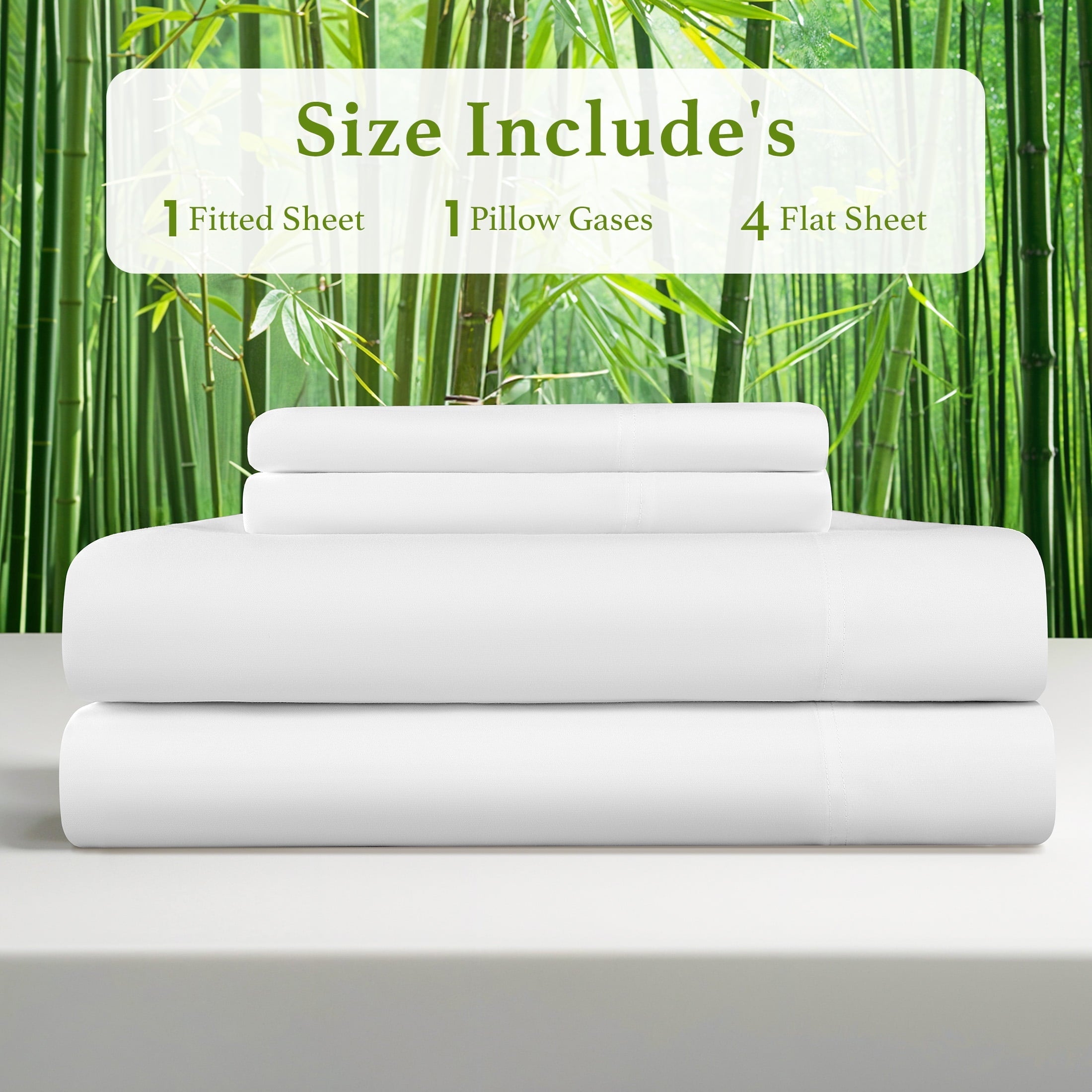 Breathable Luxury Bamboo Sheets Set, 4-Piece Queen Sheet Set with 16" Deep Pockets, Soft and Breathable Bed Sheets, White - Cooling Hotel Quality Bedding Sheets and Pillowcases Detail
