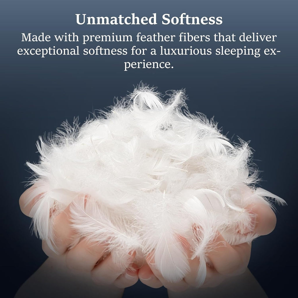Hotel Collection Goose Feather Pillows Queen Size Set of 2, Hotel Down Bed Pillow for Sleeping,Soft 600 TC Cotton Cover - Orthopedic Shredded Foam Bed Pillow Set Detail