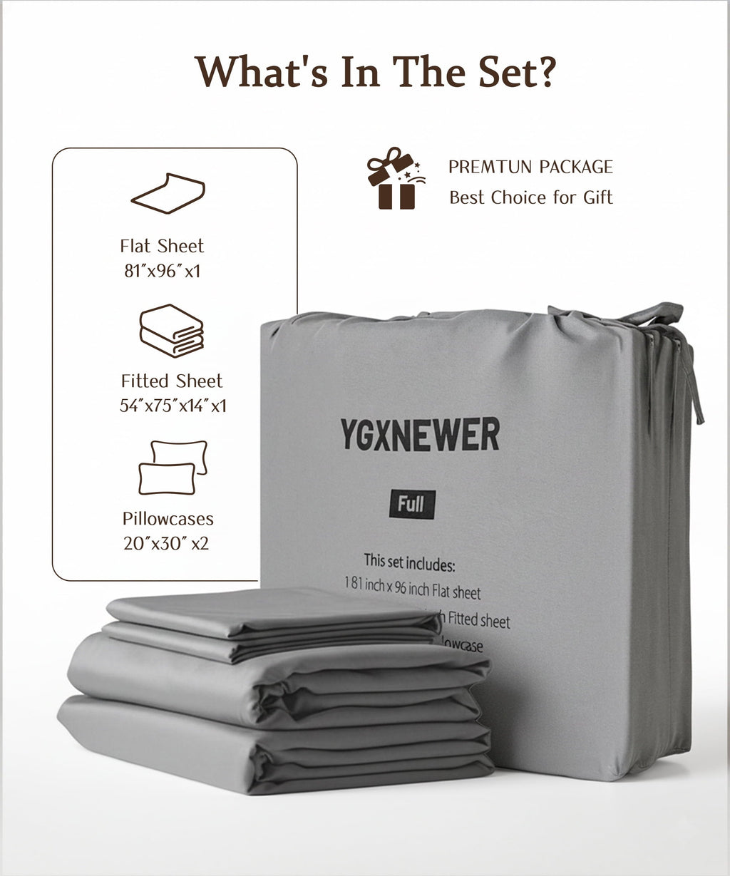 Wrinkle-Resistant Full Size 4 Piece Sheet Set, Comfy Breathable Cooling Bed Sheets Set, Hotel Luxury Bedding, Deep Pockets, Ultra-Soft,... - Luxury Bed Sheet Set with Deep Pockets Detail