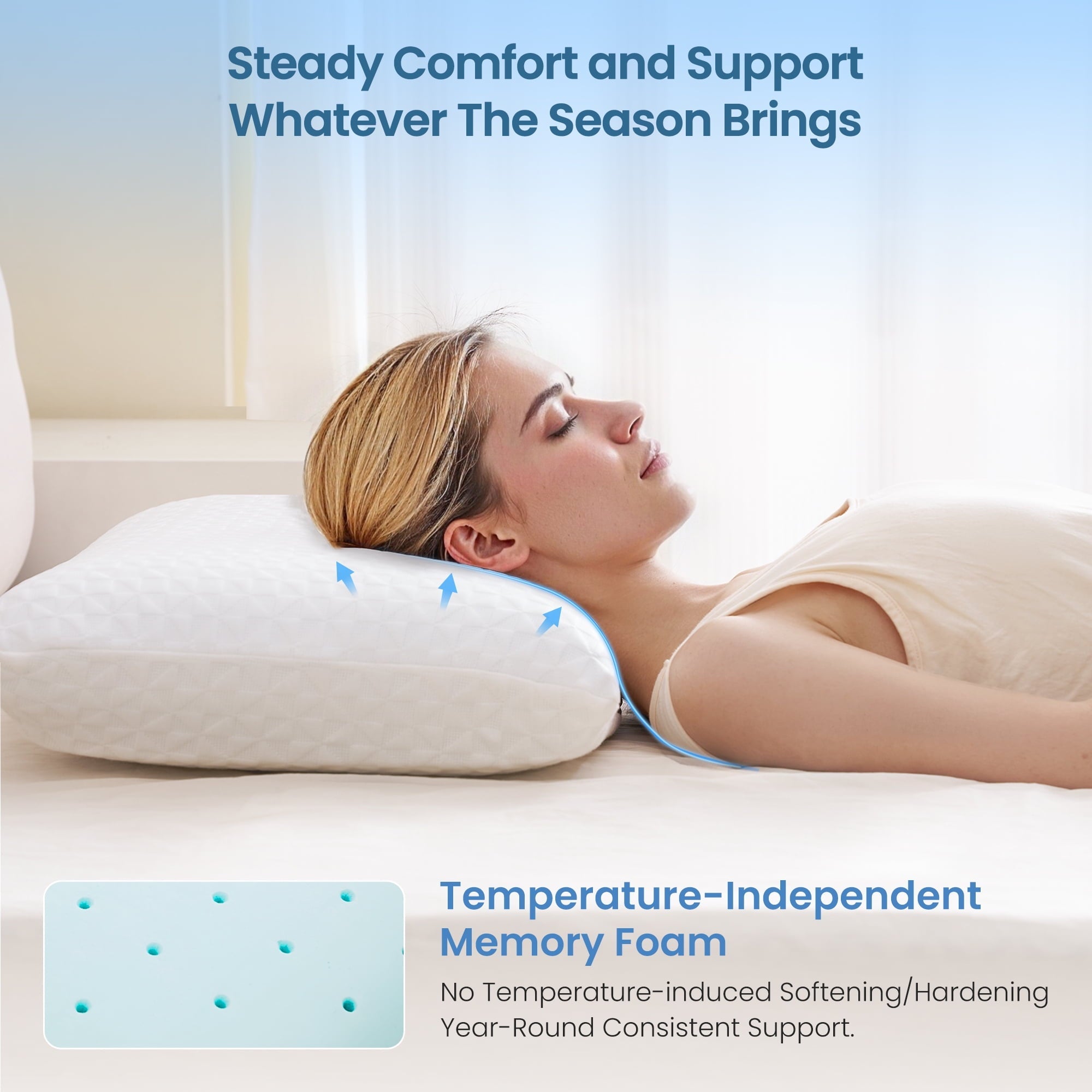 Orthopedic Support Gel Memory Foam Pillow for Bed, Adjustable Height Bed Pillow with 0.8" Removable Insert, Ergonomic Neck Support for S... - Hotel Quality Plush Sleeping Pillows Detail