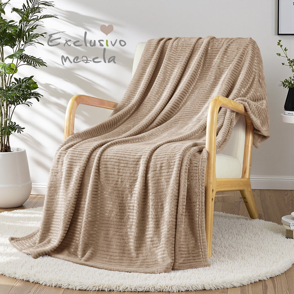 Super Soft Flannel Soft Throw Blanket, 50"x60", Camel - Lightweight Plush Warm Blanket for All Seasons Detail