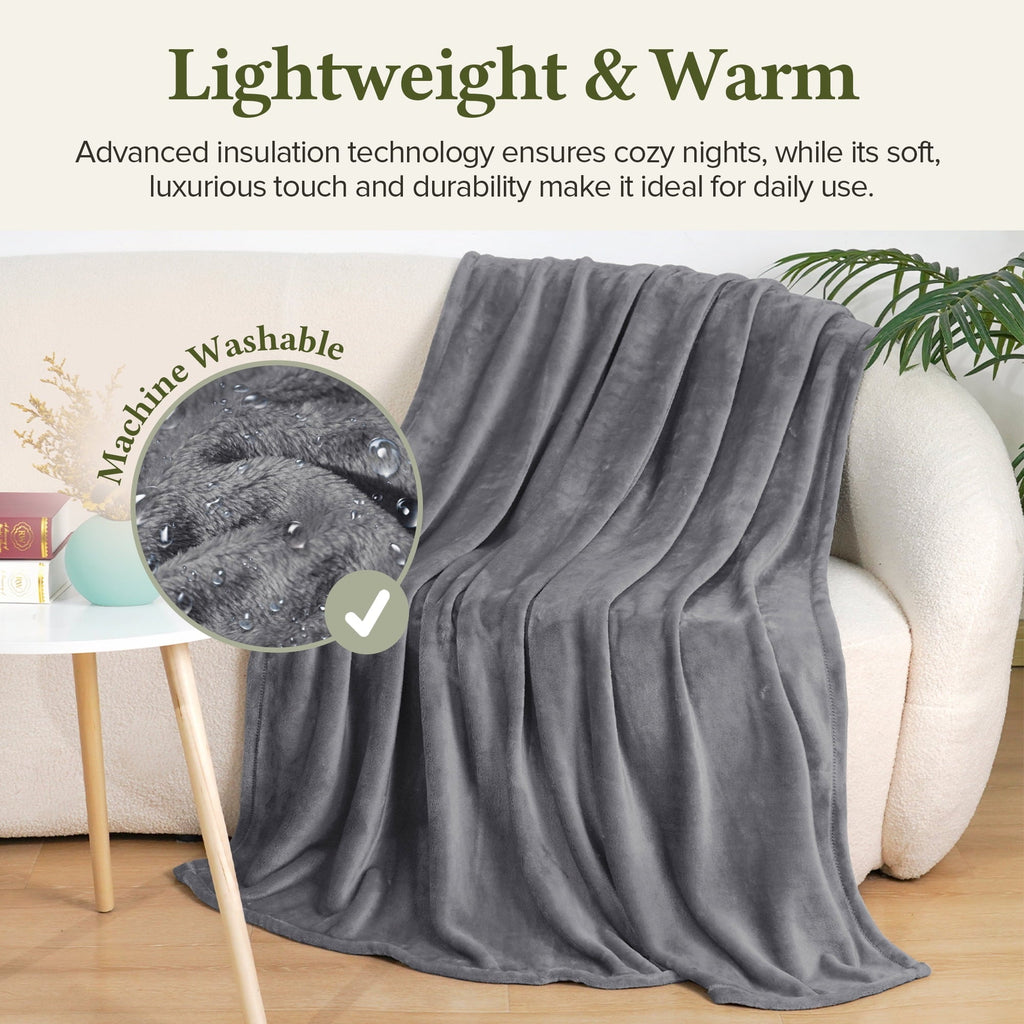 Decorative Knitted Fleece Throw Blanket, Fuzzy Soft Lightweight Blankets for Bed, Sofa, Suitable for All Season, Grey, 50x60 inches - Super Soft Reversible Sherpa Flannel Blanket Detail