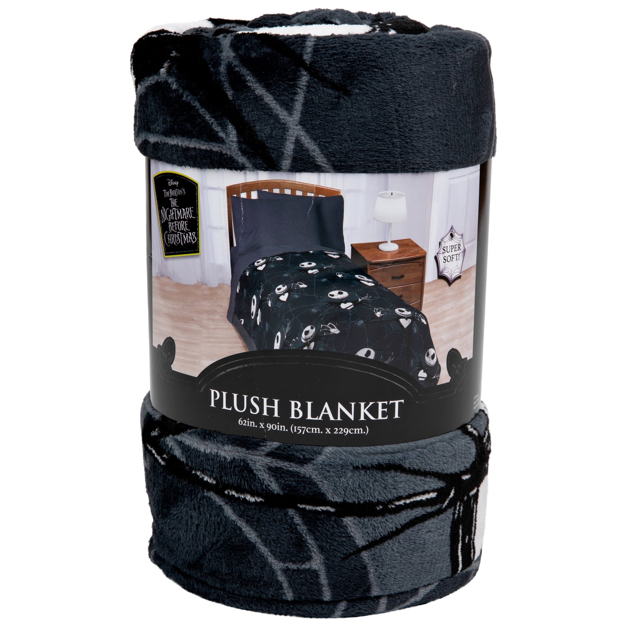 Cozy Fleece Nightmare Before Christmas Jack Skellington 62x90 Plush Throw Blanket, 100% Polyester - Luxury Knitted Decorative Throw Blanket with Fringes Detail