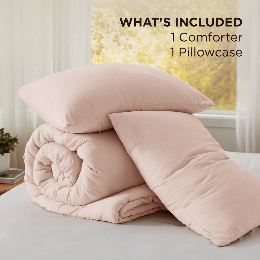 Luxurious Quilted 2 Pieces Twin Comforter Bedding Set, Pink Comforter Set for All Seasons, 1 Lightweight Prewashed Comforter and 1 Pill... - All-Season Down Alternative Comforter Insert Detail