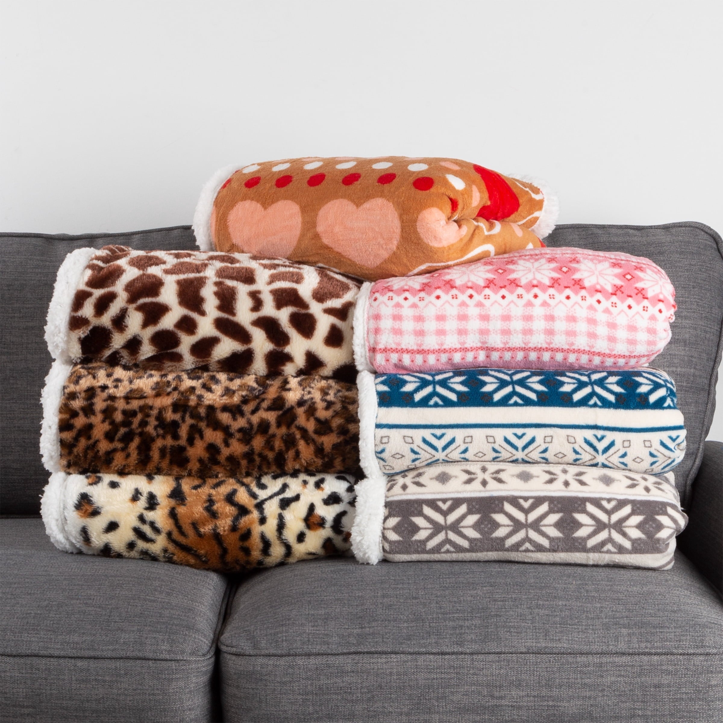 Decorative Knitted 50x60-Inch Machine Washable Fleece Blanket with Snowflakes - Cozy Fleece Throw Blanket for Couch & Bed Detail