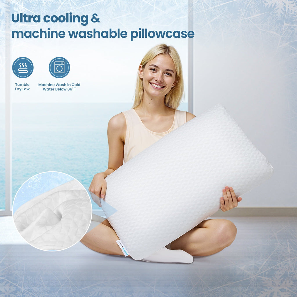 Orthopedic Support Gel Memory Foam Pillow for Bed, Adjustable Height Bed Pillow with 0.8" Removable Insert, Ergonomic Neck Support for S... - Hotel Quality Plush Sleeping Pillows Detail