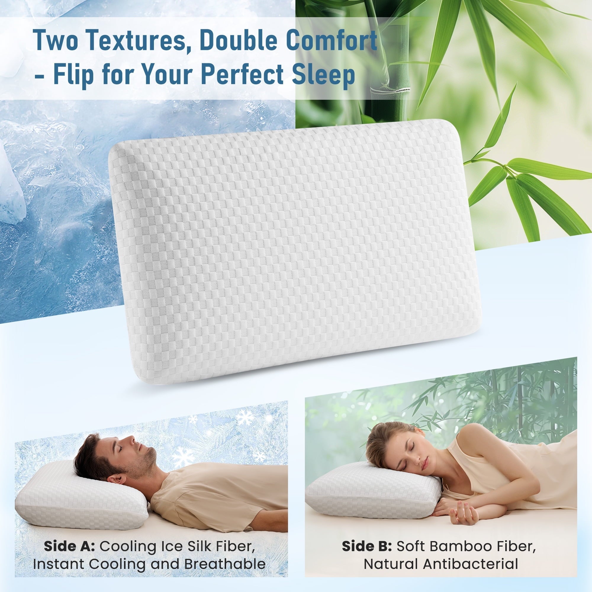 Decorative Plump Memory Foam Pillow for Bed, Cooling Pillow with Extra Height Pad, Supportive Bed Pillow for Side, Back & Hot Sleepers... - Hotel Quality Plush Sleeping Pillows Detail
