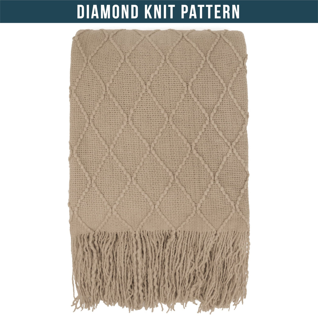 Lightweight Warm Tan Taupe Knit Throw Blanket for Couch Bed, Soft Knitted Farmhouse Sofa Throw for Living Room, Lightweight Decorative... - Lightweight Plush Warm Blanket for All Seasons Detail