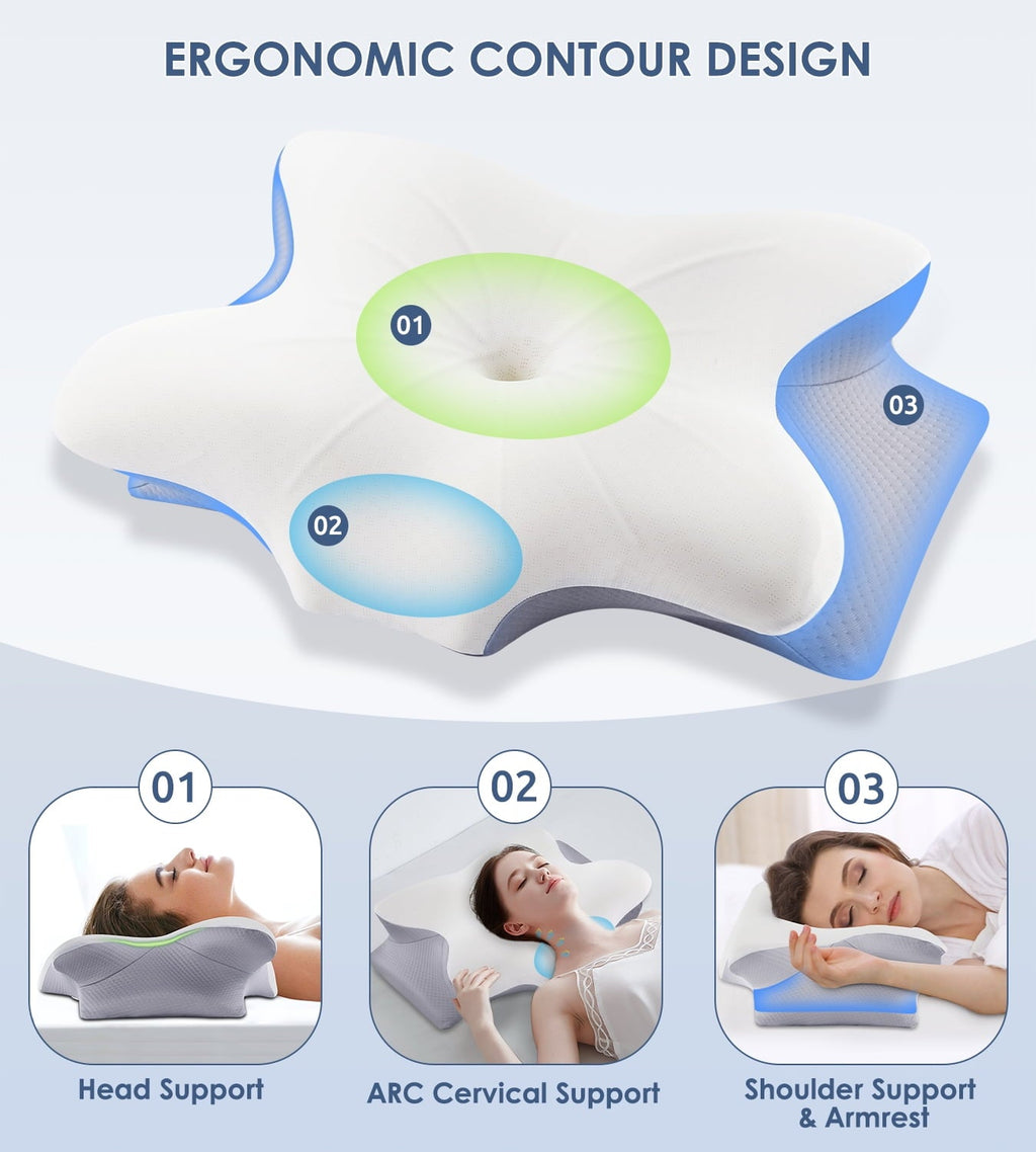 Orthopedic Support Cervical Pillow for Neck Pain Relief, Contour Memory Foam Pillows, Odorless Ergonomic Neck Pillow Adjustable Orthoped... - Decorative Throw Pillow Cushion for Sofa & Bed Detail
